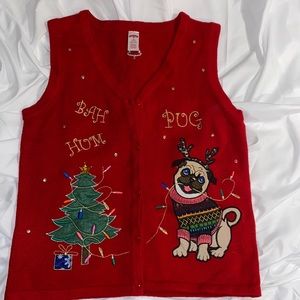 Christmas Sweater Vest Pug